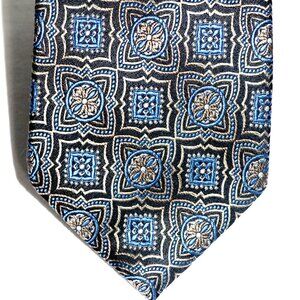 Pronto – Uomo Couture Brocade Necktie Blue Geometric Blue Business Formal